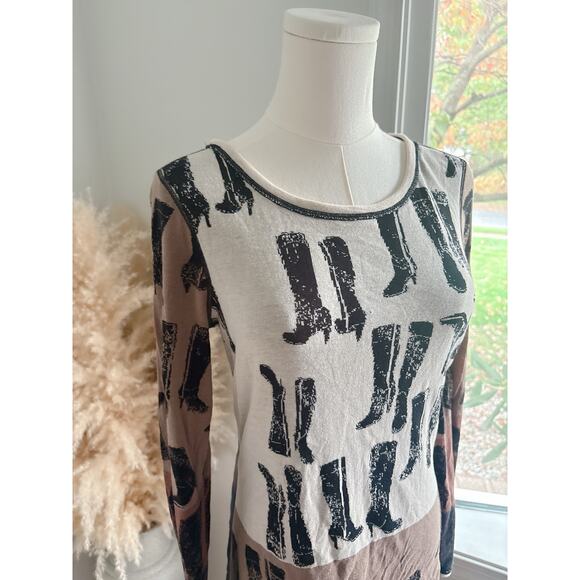 Nic + Zoe These Boots Sweater Size Small Reversible Jacquard Western - Picture 11 of 15